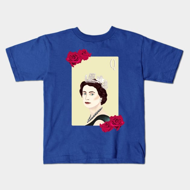 Queen Elizabeth ii Kids T-Shirt by minniemorrisart